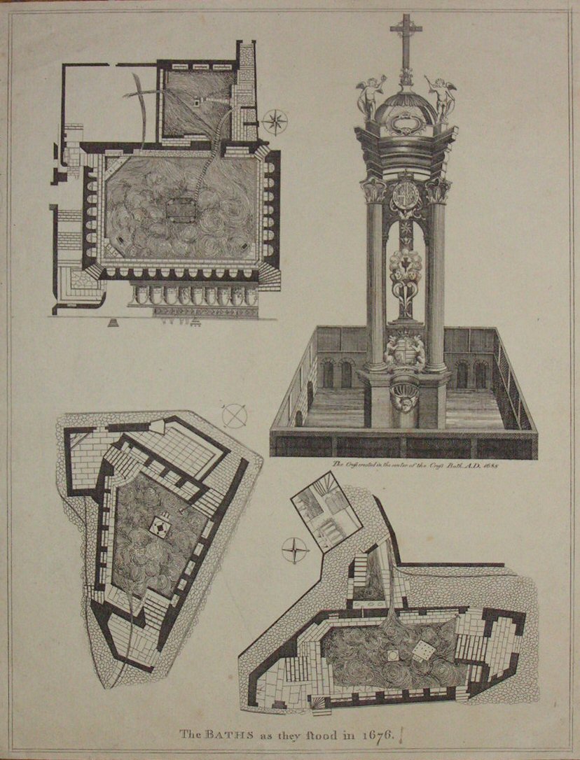 Print - The Baths as they stood in 1676